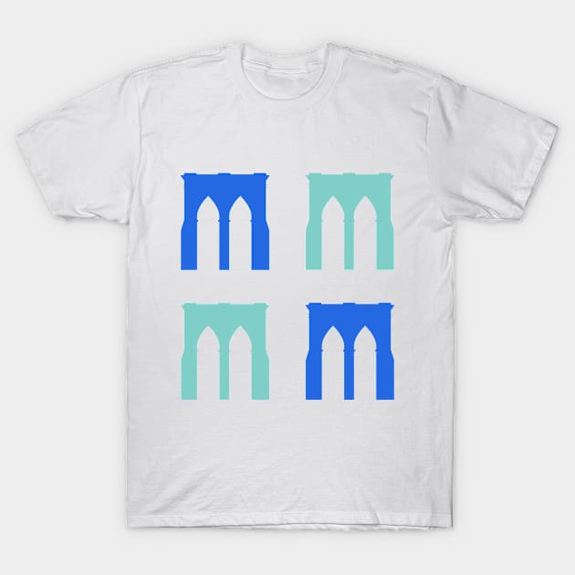 Brooklyn Bridge - Blue and Green T-Shirt by whereabouts